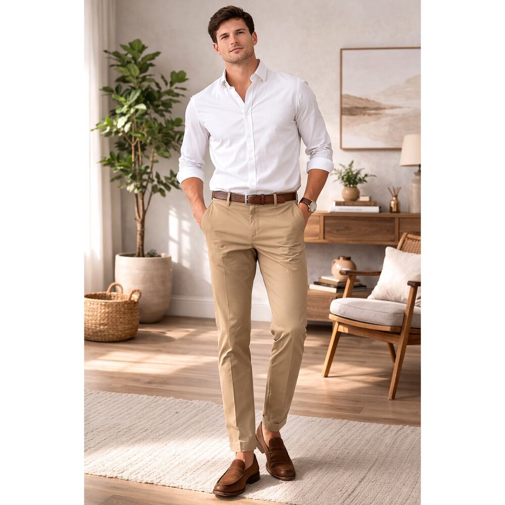 NWT J. Crew Factory Men's Slim-Fit Flex Chino Pant Walnut Khaki Tan Size 31x32